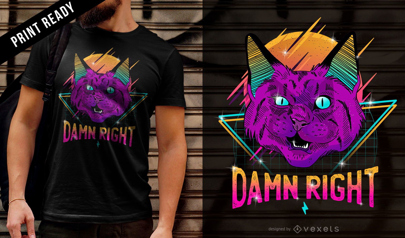 Design de t-shirt neon de gato para festa