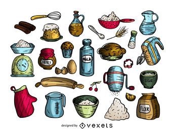 Baking cartoon icon set Baking cartoon icon set