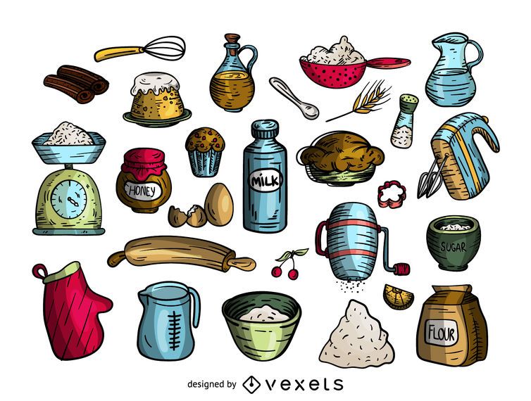 Conjunto de ícones de desenho de cozimento Conjunto de ícones de desenho de cozimento