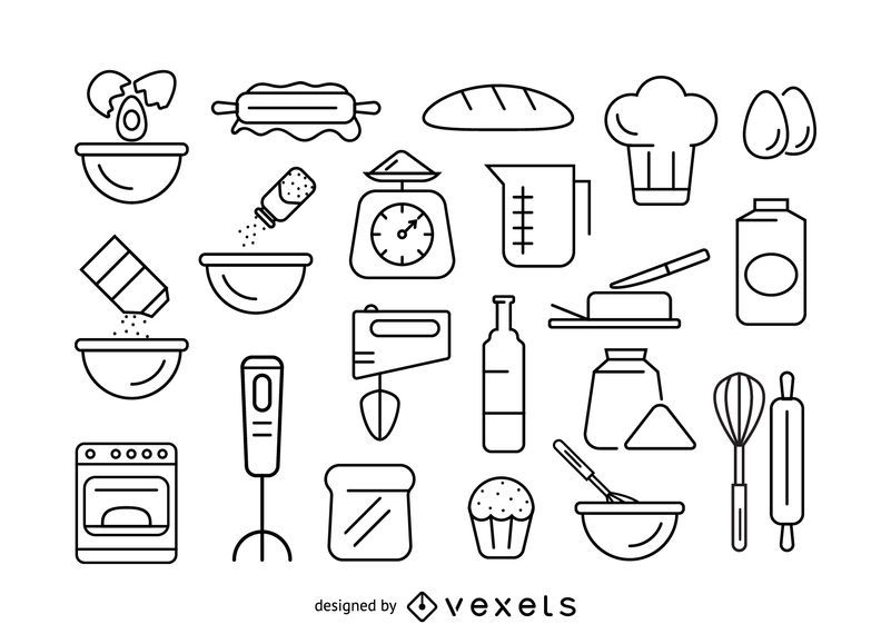 Baking stroke icon set Baking stroke icon set
