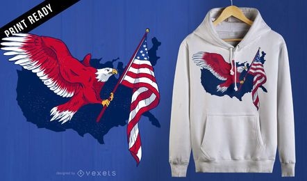 Design de t-shirt de águia com bandeira americana
