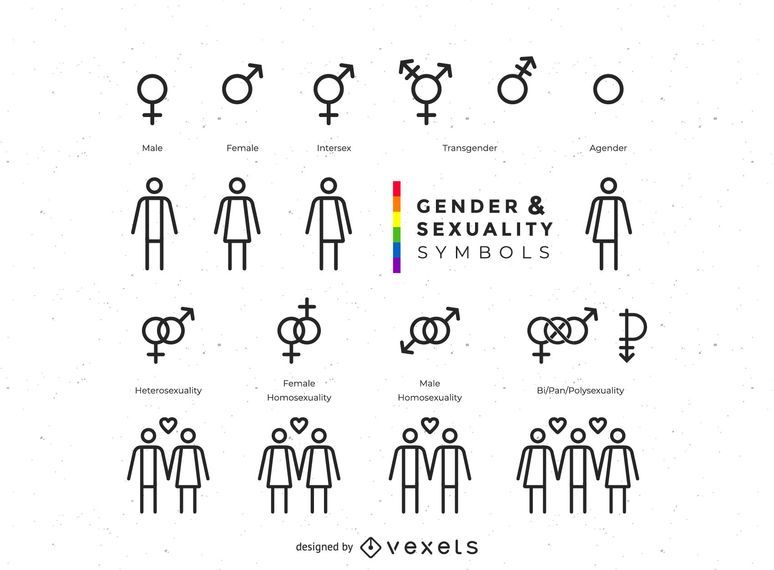 Gender And Sexuality Symbols Collection Vector Download