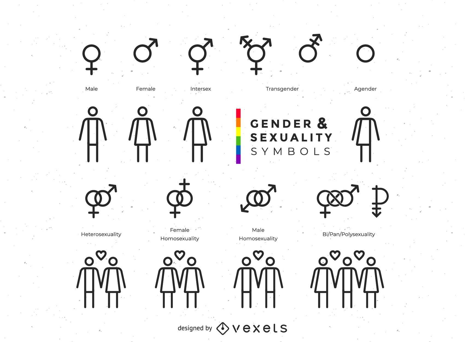 Gender And Sexuality Symbols Collection Vector Download 