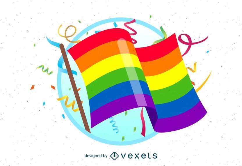 Gay pride flag with confetti Gay pride flag with confetti