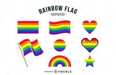 Coleção de elementos da bandeira do arco-íris