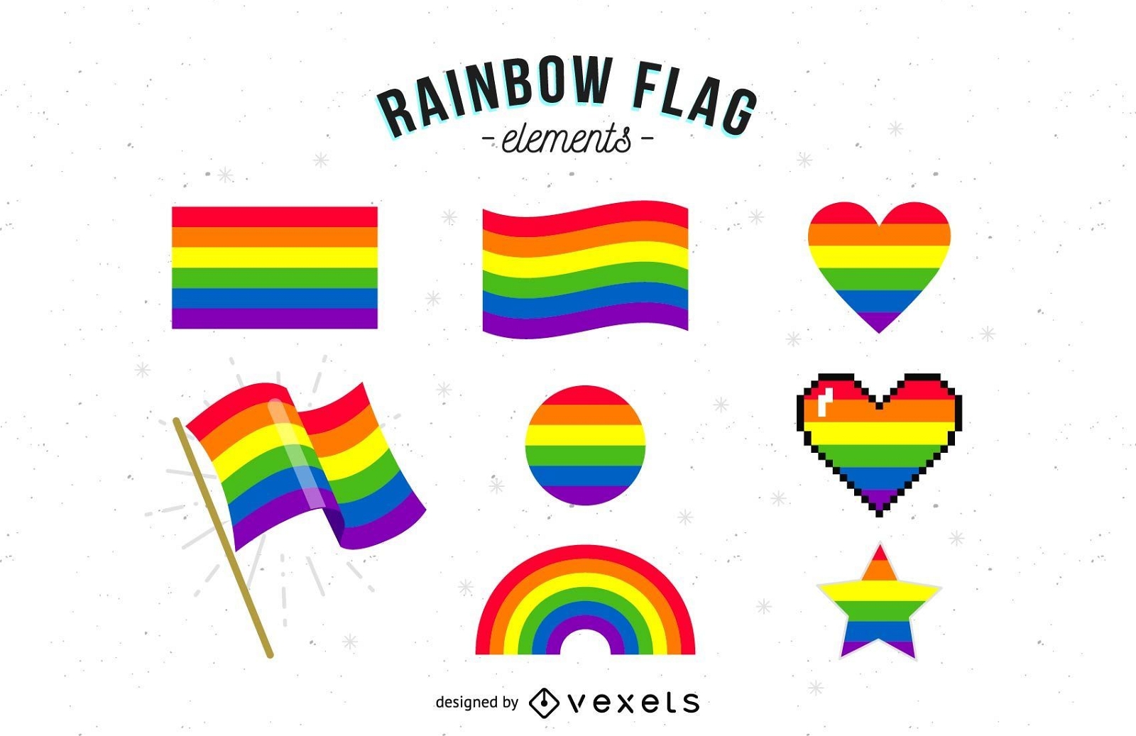 Colección de elementos de la bandera del arco iris