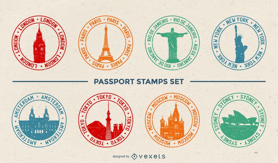City passport stamps set City passport stamps set