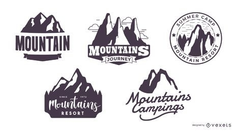 Conjunto de logotipo de silhueta de montanha