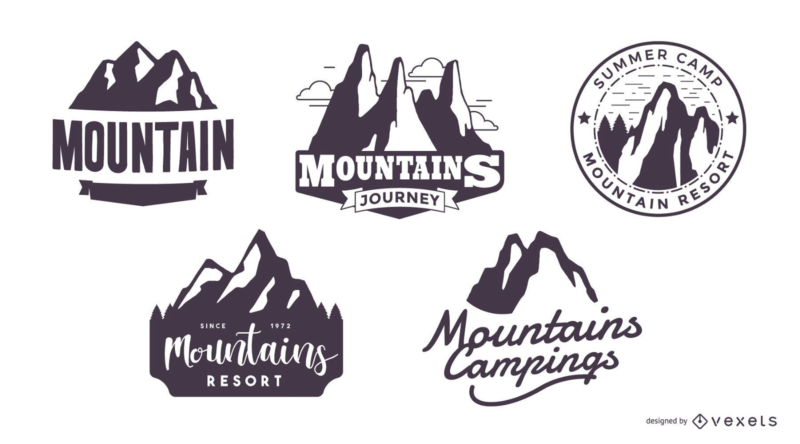 Conjunto de logotipo de silueta de montaña