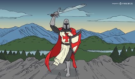 Templar knight illustration