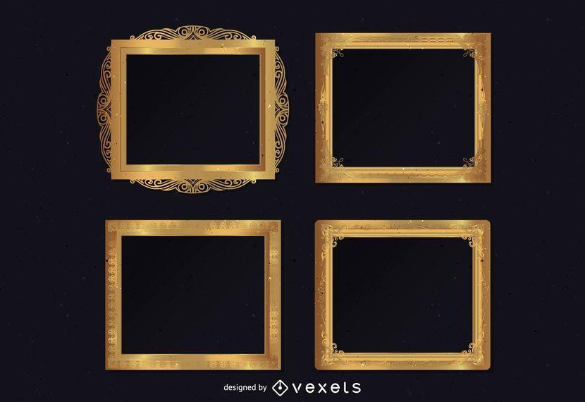 Ornamental golden frames set Ornamental golden frames set