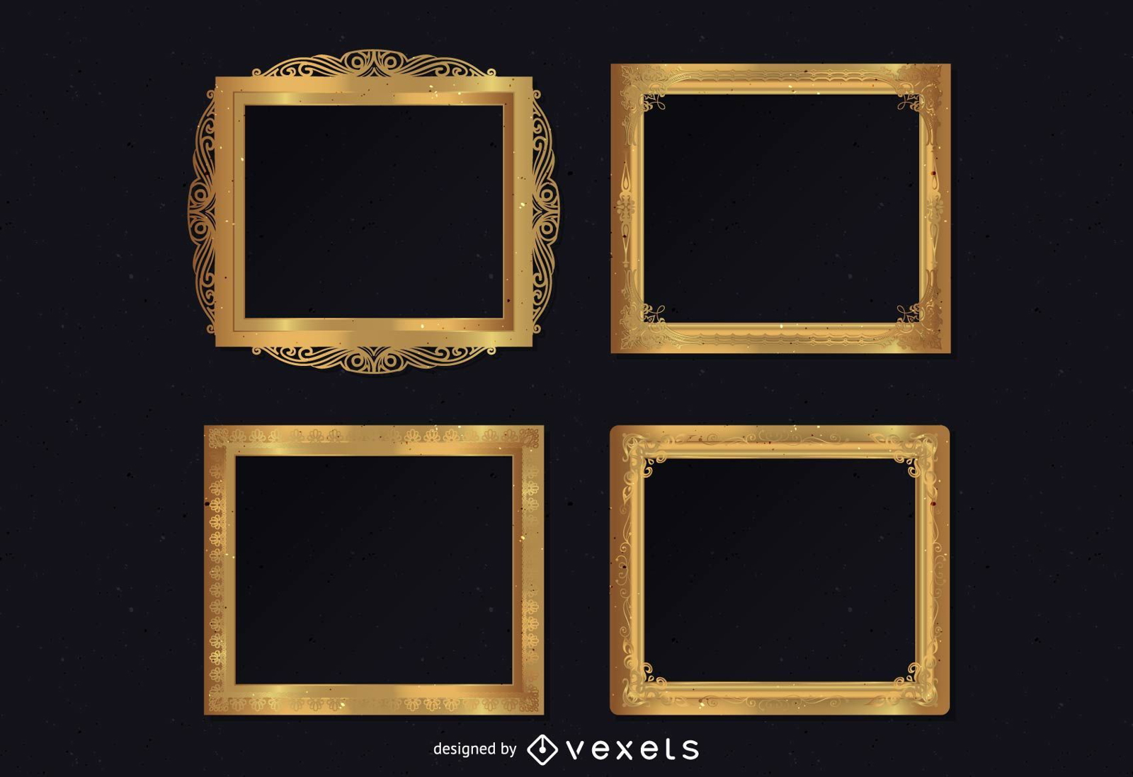 Ornamental golden frames set