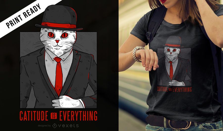 Diseño de camiseta con cita de gato. Diseño de camiseta con cita de gato.