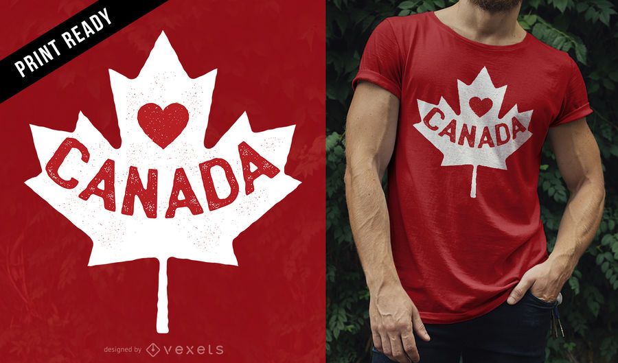 Diseño de camiseta Love Canada. Diseño de camiseta Love Canada.