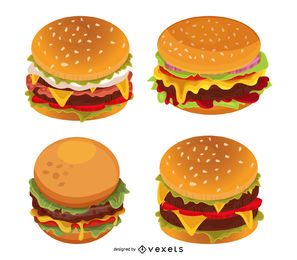 Conjunto de ilustração de hambúrguer