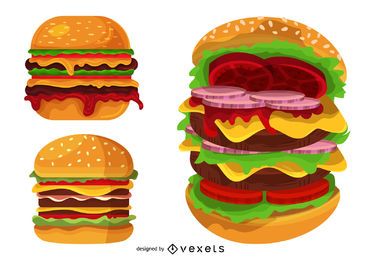 Big burger illustration set Big burger illustration set