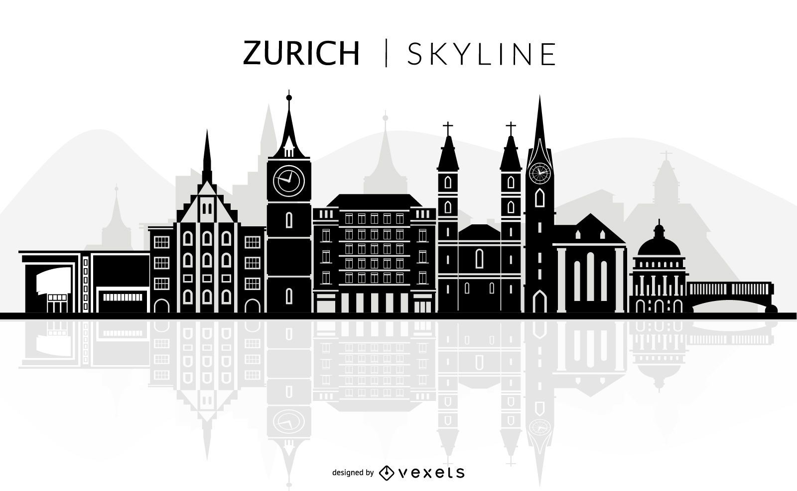 Silhueta do horizonte de Zurique