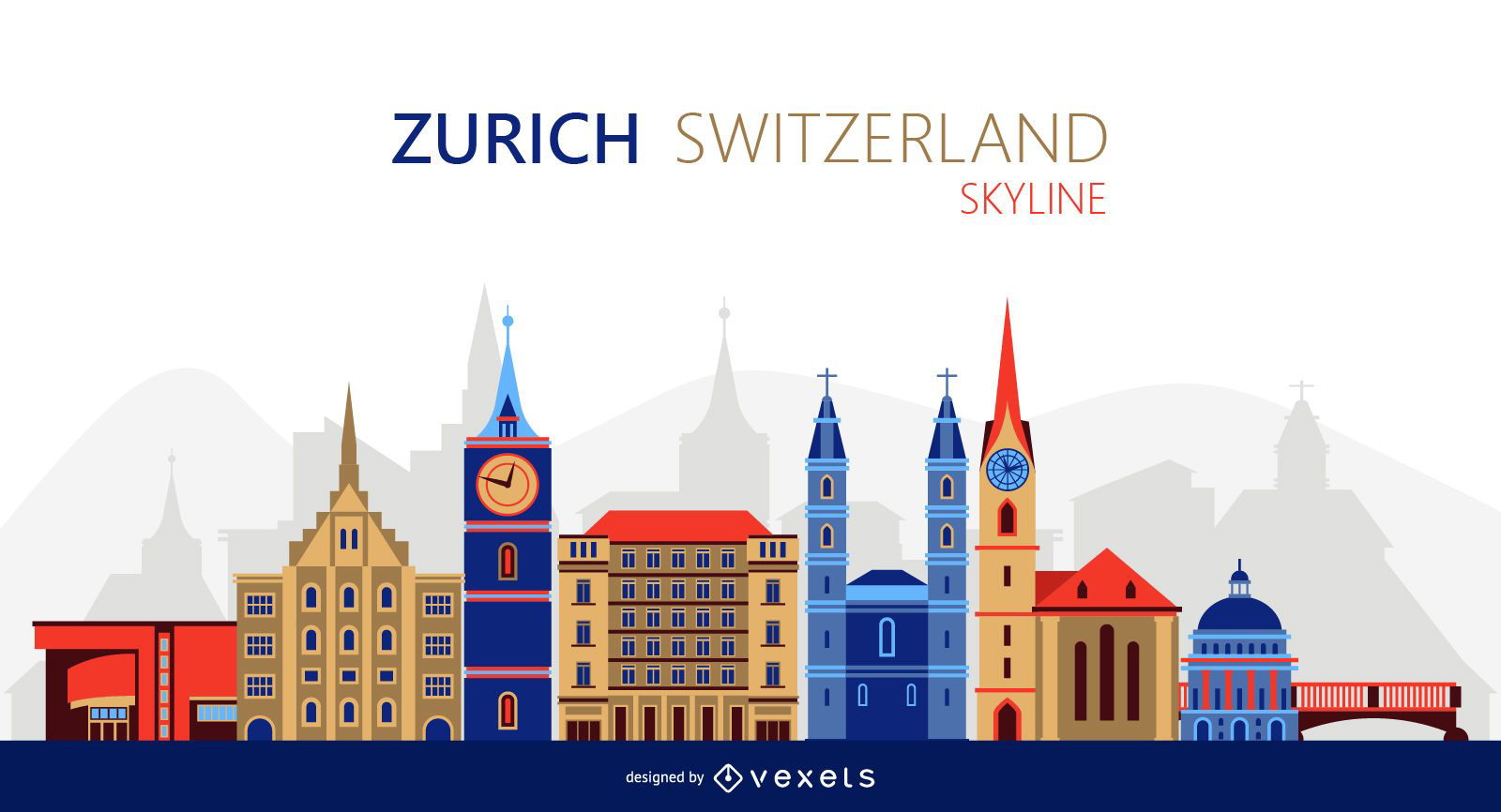 Illustration der Skyline von Zürich
