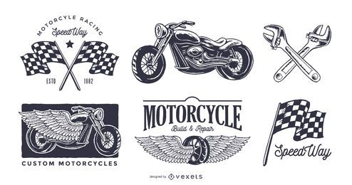 Conjunto de logo de motocicleta vintage
