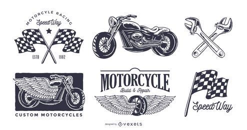 Conjunto de logotipo de motocicleta vintage Conjunto de logotipo de motocicleta vintage