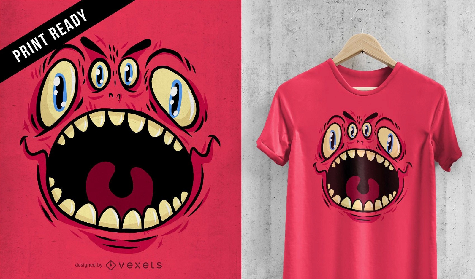 Design de camiseta monstro de quatro olhos