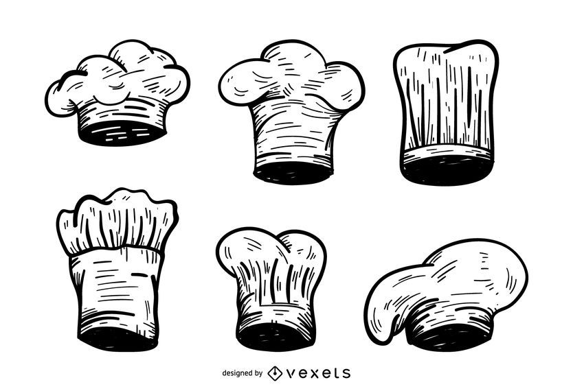 Chef hat sketch set Chef hat sketch set