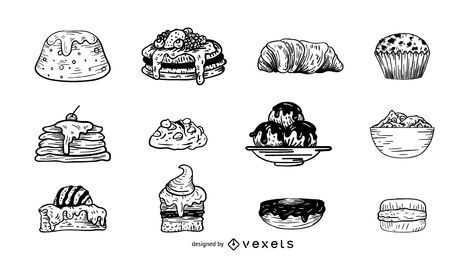 Desserts and pastries illustration set Desserts and pastries illustration set