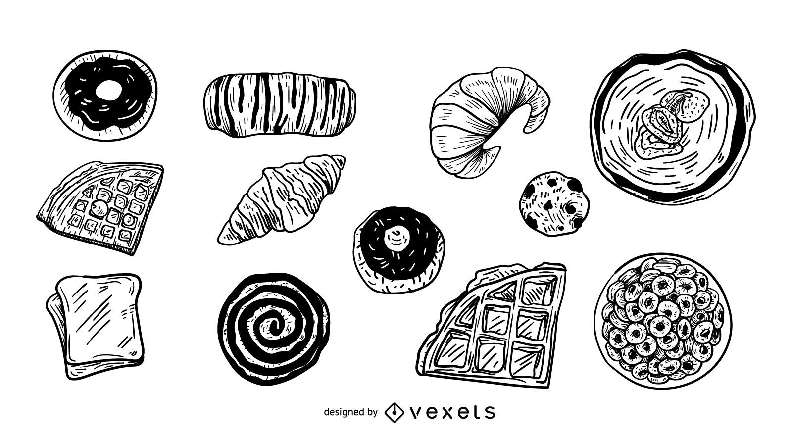Desserts illustration set