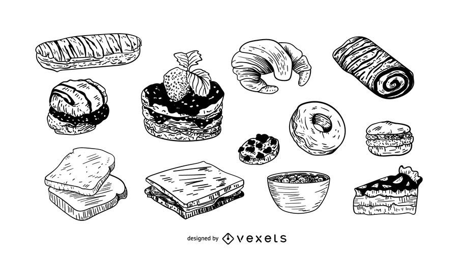 Desserts hand drawn set Desserts hand drawn set