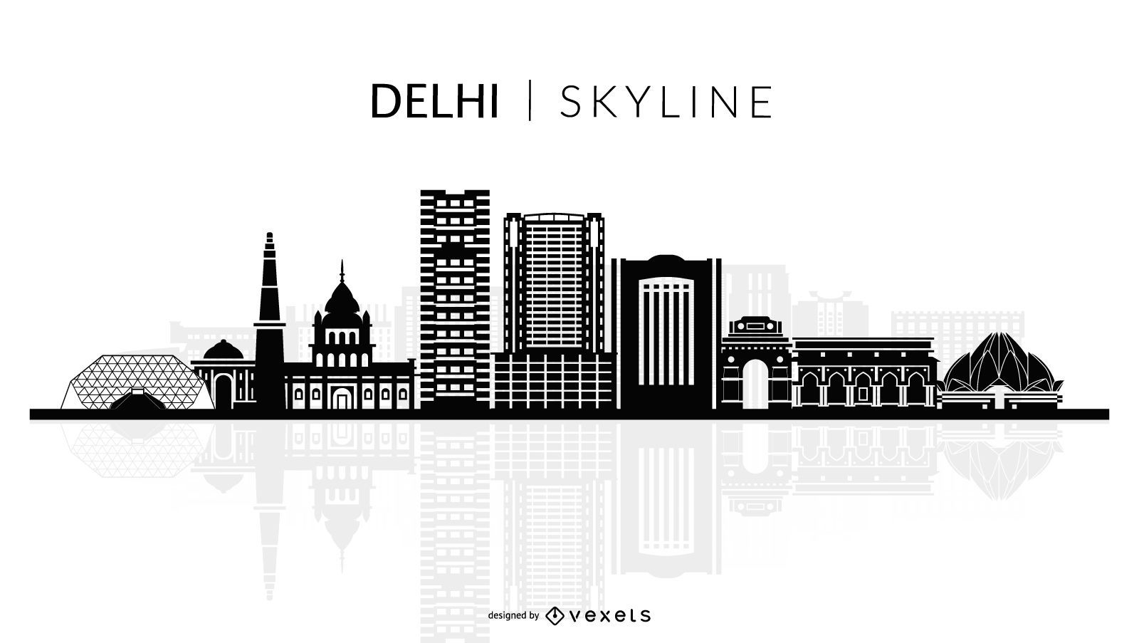 Delhi skyline silhouette