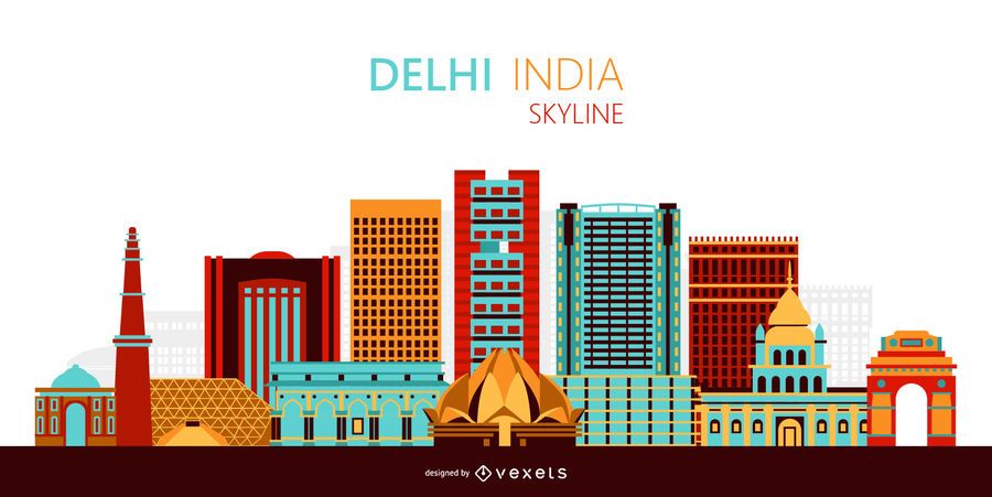 Ilustración del horizonte de Delhi Ilustración del horizonte de Delhi