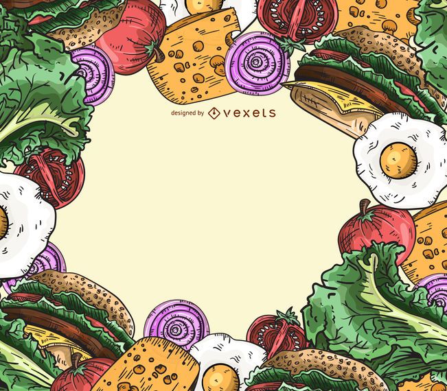 Burger ingredients frame background Burger ingredients frame background