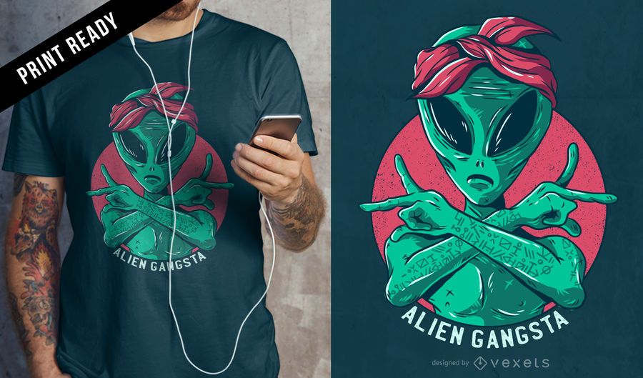 Design de camiseta gangsta alienígena Design de camiseta gangsta alienígena