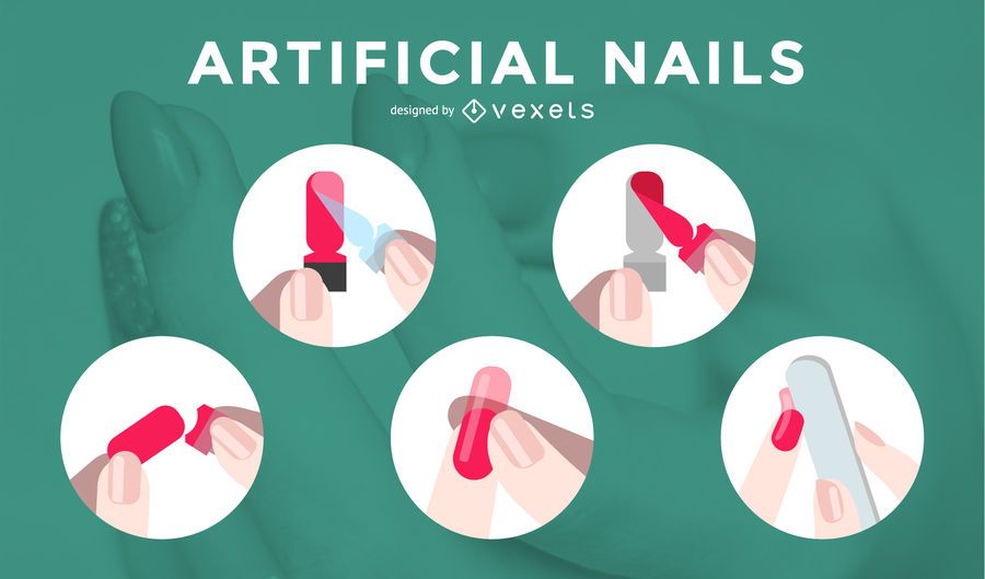 Ilustrações de vetor de processo de unhas artificiais Ilustrações de vetor de processo de unhas artificiais