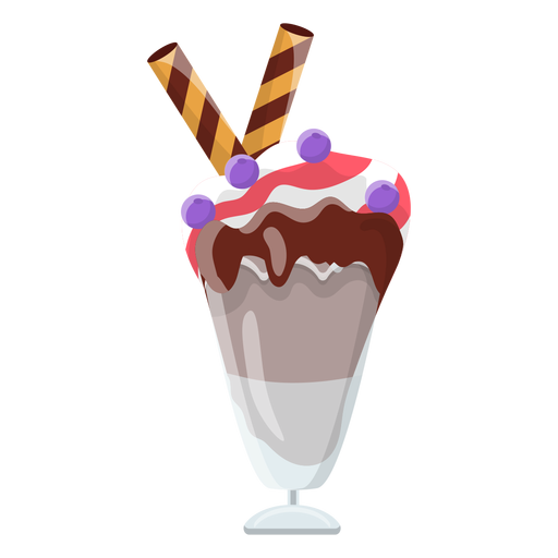Blueberry ice cream sundae