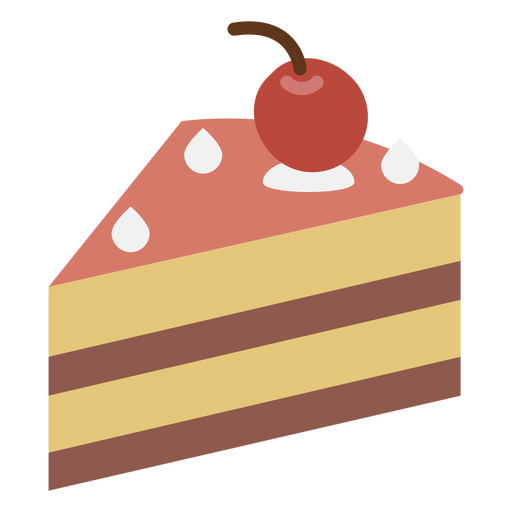 Icono plano de rebanada de pastel de cereza Diseño PNG