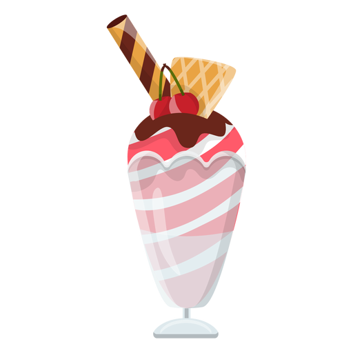 Cherry ice cream sundae PNG Design
