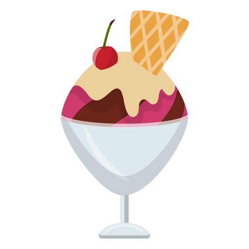 Icono plano de helado de cereza