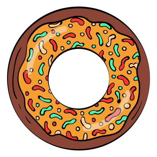 Chocolate caramel doughnut cartoon PNG Design