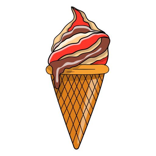 Cone ice cream cartoon PNG Design