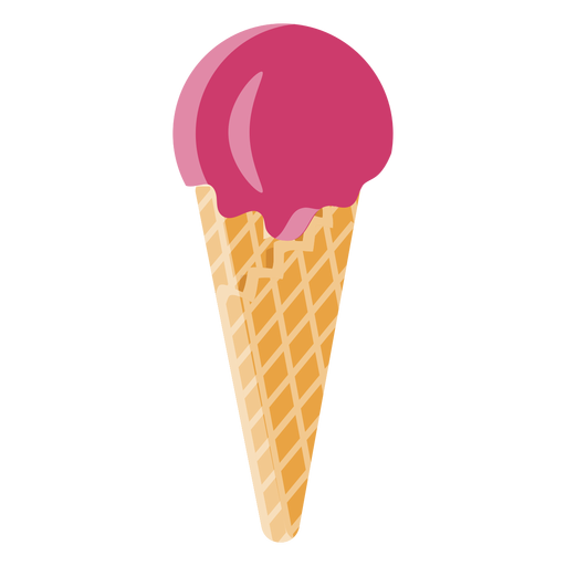 Cone strawberry ice cream PNG Design