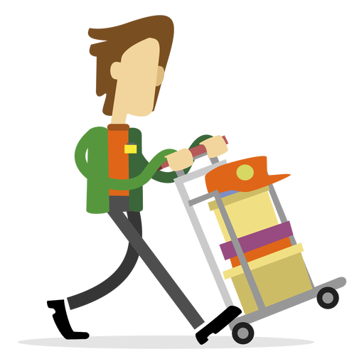 Delivery man pushing cart PNG Design