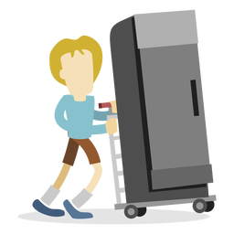 Delivery man pushing refrigerator PNG Design
