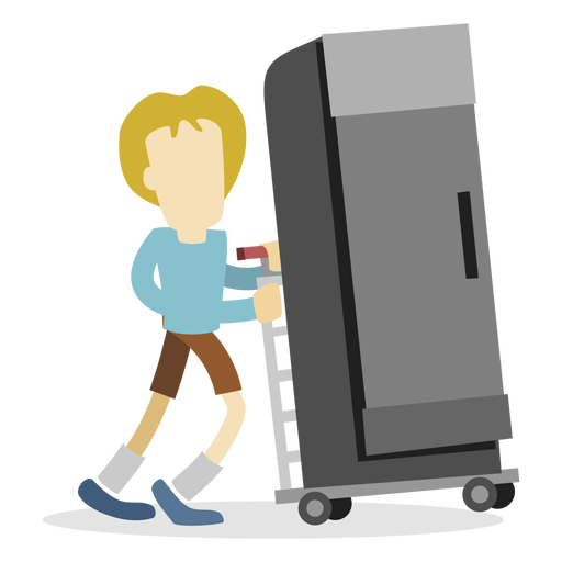 Delivery man pushing refrigerator Transparent PNG & SVG vector file