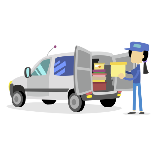 Delivery woman loading truck PNG Design