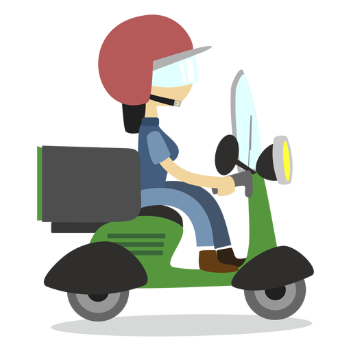 Delivery woman riding scooter PNG Design