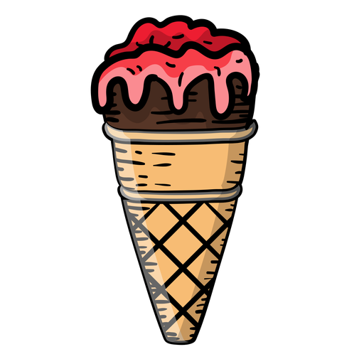 Hand drawn cone ice cream PNG Design
