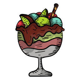 Sundae de frutas dibujadas a mano Diseño PNG