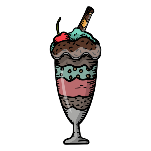 Hand drawn ice cream sundae PNG Design