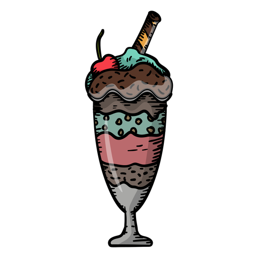 Hand gezeichneter Eisbecher PNG-Design